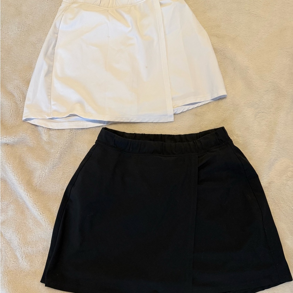 Abercrombie + Fitch Asymmetrical White and Black Tennis Skirts